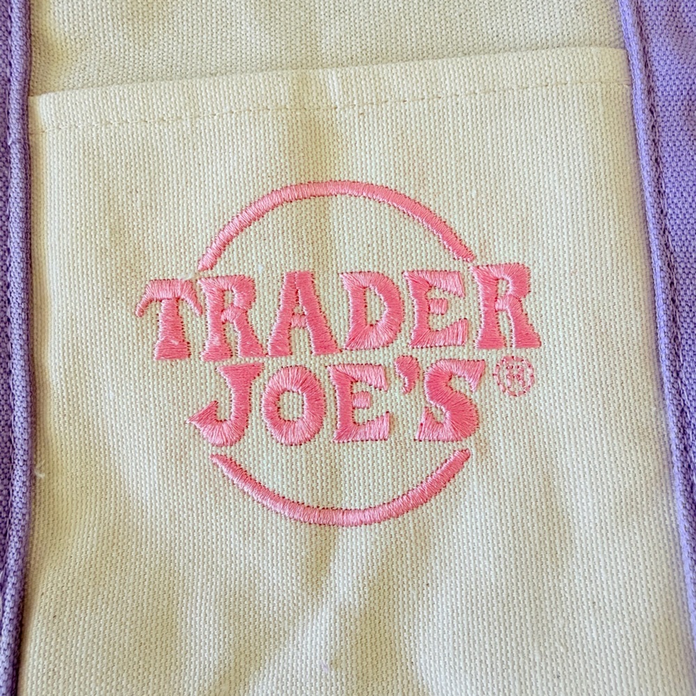 Set of 2 - Trader Joe's Mini Pastel Canvas Tote Bag - Purple Pink - Viral - Picture 2 of 8